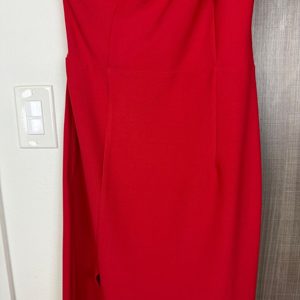 NEW Abercrombie & Fitch Red Asymmetrical One Shoulder Maxi Dress Size Large Tall - Picture 5 of 12